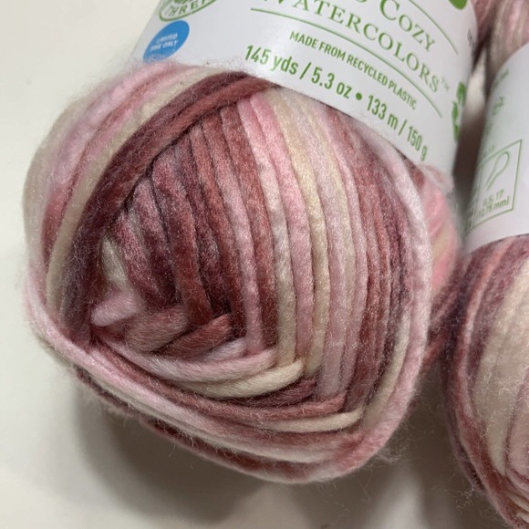 Loops & Threads Yarn Eco Cozy Watercolors "Rosewater" - 290 Yards Lot of 2 - Picture 2 of 6